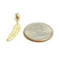 thumbnail image 3 of New 14k Yellow Gold solid feather Pendant Unisex gift fine jewelry 1.1g, 3 of 12