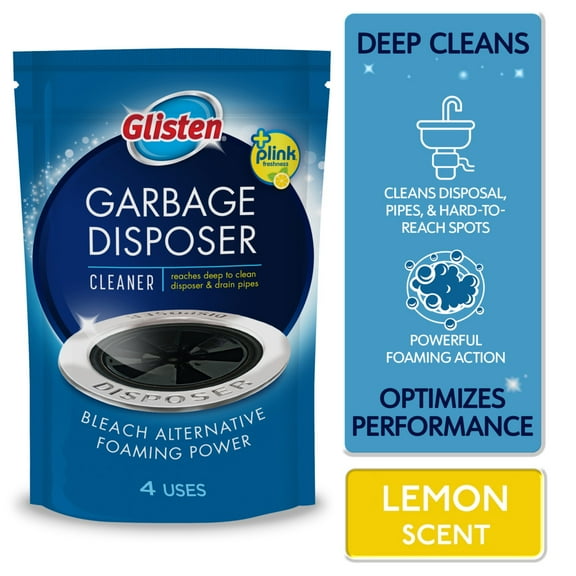 Glisten Disposer Care Cleaner, Lemon Scent, 4 Packets