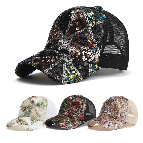 Only Moment Red Sequin Cap Unisex Vintage Washed Unstructured Baseball Cap Cotton Structured Mesh Baseball Cap Adjustable Classic Mens Hat One Size