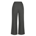 thumbnail image 6 of USNSM Women's Summer Cotton Linen Palazzo Pants Casual Loose Wide Leg Pants Boho Beach Pants Trousers with Pockets Dark Gray XL, 6 of 8