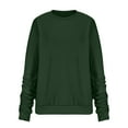 thumbnail image 3 of Scyoekwg Solid Color Sweatshirt for Womens Fashion Round Neck Basic Long Sleeve Tops Casual Comfy Lightweight Sweatshirt Ladies Sweatshirts Army Green XL, 3 of 5