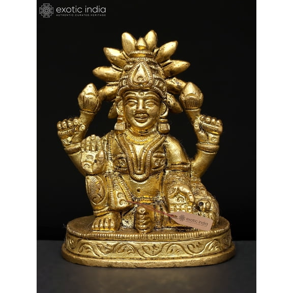 3" Goddess Lakshmi Small Statue in Brass | Handmade | Made in India