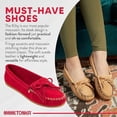thumbnail image 6 of Minnetonka Women's Kilty Suede Hardsole Moccasin, Red, 8.5 M US, 6 of 7
