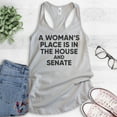 thumbnail image 2 of A Woman's Place Is In The House And Senate Tank Top, Ladies Racerback Tank Top, Feminist Political Tank, Silver Gray, Medium, 2 of 3