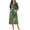 Floral Green, variant on Women Zipper Robe 3/4 Sleeves Loungewear Dress Full Length Sleepwear Pockets Housecoat Nightgown Long Bathrobe