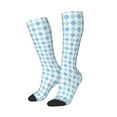 thumbnail image 2 of Fotbe Blue and White Squares print Women's Men's Novelty Crew Socks Cotton Socks Knee High Socks for Walking,Running,Nurses,Pregnancy, 2 of 9