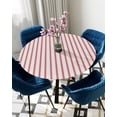 thumbnail image 5 of nqOlkjepod Red Striped Round Tablecloth, Fitted Table Cover with Elastic for 55"-60" Round Tables, Red White Stripes Farmhouse Table Cloth Outdoor Indoor Dinning Party Waterproof Tablecloths, 5 of 6