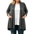 thumbnail image 3 of Plus Size Cardigans for Women Trendy Long Sleeve Lightweight Flowy Top for Spring Summer Casual Workwear Leisure Relaxed Home Layering, 3 of 6