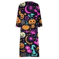 thumbnail image 4 of Fartey Dresses for Women Plus Size 2024 Halloween Pumpkin Printed Dress Casual Elegant Button V Neck 3/4 Sleeve Festival Dress Loose Flowy Irregular Layered Hem Dresses, 4 of 5