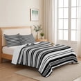 thumbnail image 5 of Twin XL Quilt Set 68''x98'', Boho Black Stripe Lightweight Bedspread Coverlet Set with 2 Pillow Shams, Abstract Geometric White Minimalist Breathable All Season Quilt Bedding for Dorm/Guest Room, 5 of 9