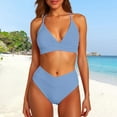 thumbnail image 1 of WILLBEST Traje de Baño de Mujer Traje de Baño de Dos Piezas Bikini Sexy Con Espalda Abierta Plisada de Color Sólido Para Mujer, 1 of 8