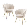 thumbnail image 5 of Mid Century Modern Vanity Velvet Chair for Living Room, Fabric Upholstered Arm Chair Guest Chair with Golden Metal Legs, Set of 2, Small, White, 5 of 7