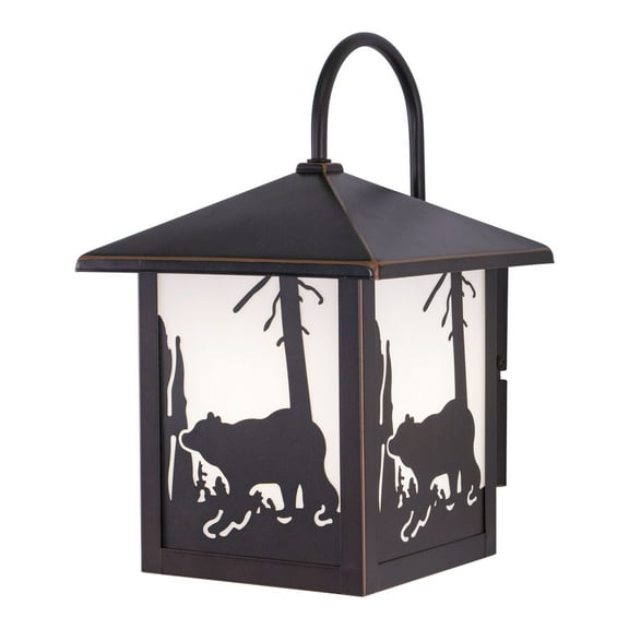 Vaxcel Bozeman 1 Light Bronze Rustic Bear Tree Outdoor Wall Lantern Clear Glass