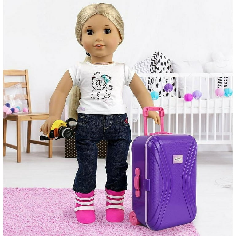 Click N' Play 18” Doll Travel Carry On Suitcase Luggage 7 Piece Set With  Travel Gear Accessories, Perfect for 18” inch Dolls. 