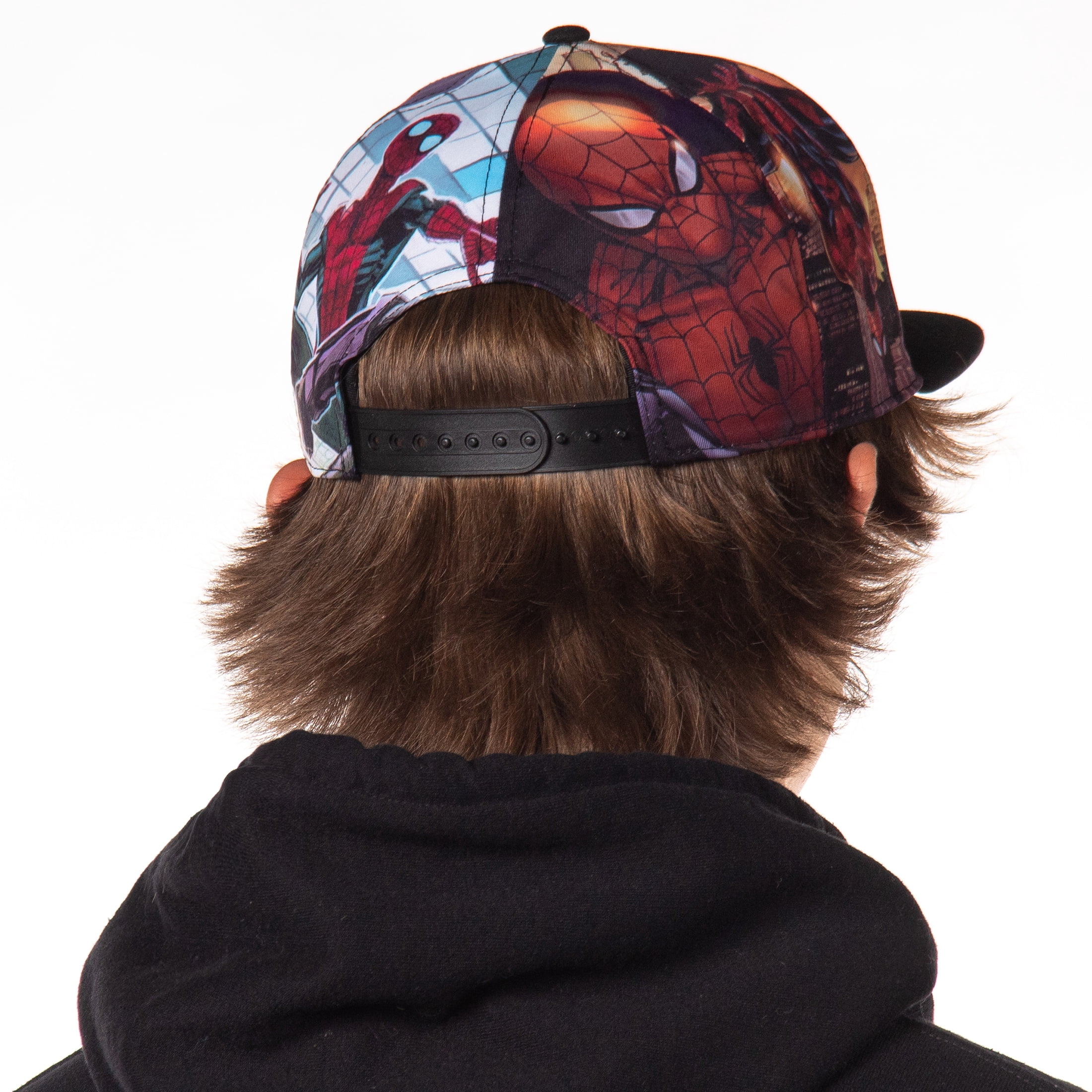 Marvel Comics Spiderman Allover Sublimated Scenes Design Adult Adjustable Snapback Hat Baseball Cap OSFM