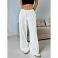 thumbnail image 6 of Women'S Drawstring Waist Straight Streetwear Wide Leg Sweatpants Casual Loose Baggy Long Summer Pants White XS, 6 of 7