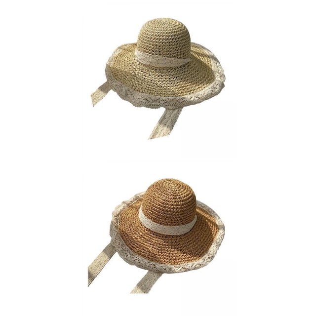 womens Straw Hats,womens Straw Hats for summer beach fashion boho,with chain strap lace Wide Brim sun hat Packable,Travel Bucket Hats caps Sunscreen Foldable,Floppy UV Hat Girls accessories Salvador sombreros de paja para mujer