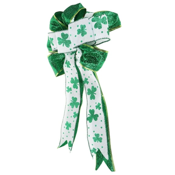 unbranded St. Patrick'S Day Bow Green Shamrock Ribbon For Diy Crafts Tree Party Decorations For Irish Festival Wreaths And Front Door Decor