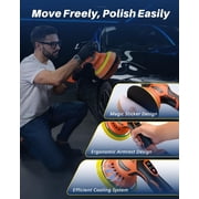 Cordless Buffer Polisher, 8 Variable Speed Polisher with 2x 21V 2000mAh & 18 count Attachments, 2800-6000RPM Cordless Polishing Machine for Waxing, Polishing & Scratch Removal