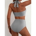 thumbnail image 6 of Women's High Waisted 2 Piece Bikini Sets Halter Swimsuits Striped Bathing Suit Summer Beach Swimwear 2026 Black 2XL, 6 of 6