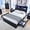 Black, variant on Aitjunz Modern King Size Bed Frame with 50" Tall Storage Headboard, 4 Under-Bed Storage Drawers, Fluted Wood Platform Bed w/ LED Lighting and Charging Station, No Box Spring Needed, Black