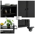 thumbnail image 6 of Bellemave Outdoor Serving Cart PE Rattan Wicker Mobile Bar Cart with 2 Lockable Wheels and Tempered Glass Tabletop Rolling Patio Table Beverage Storage Counter Table for Party, Yard, Black, 6 of 10