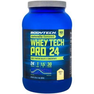 BodyTech Whey Tech Pro 24 Protein Powder  Protein Enzyme Blend with BCAA's to Fuel Muscle Growth  Recovery, Ideal for PostWorkout Muscle Building  Natural Vanilla (2 (Best Natural Protein Powder For Building Muscle)