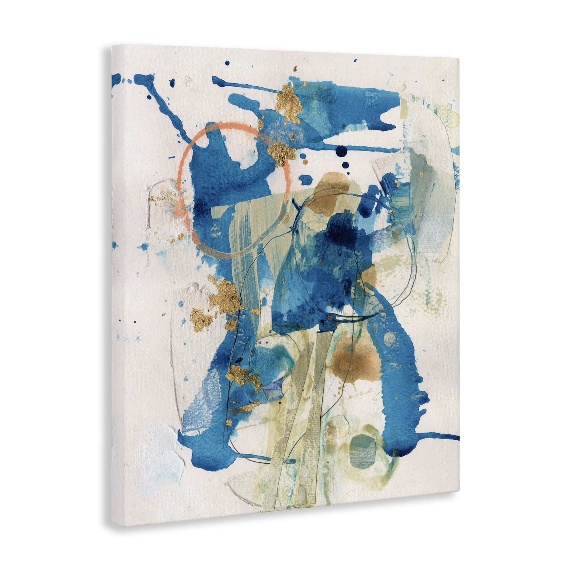 Stupell Industries Blue Chaotic Splash Abstract Painting Gallery Wrapped Canvas Art Print Wall Art, 16 x 20