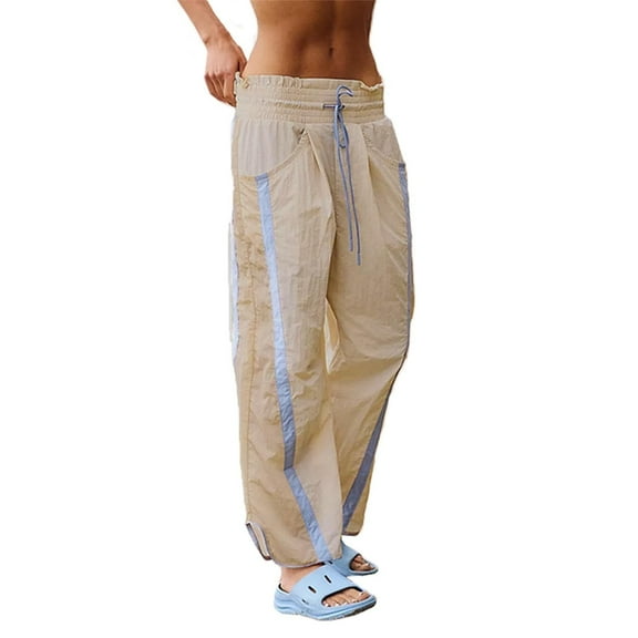 Clearance Sale! Womens High Waisted Wide Leg Casual Pants Loose Fit Travel Work Sweatpants Y2K Style Comfortable Stretchy Beige L Size