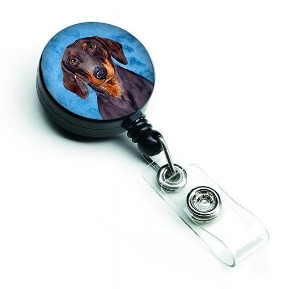 Blue Dachshund Retractable Badge Reel - Blue
