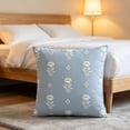 thumbnail image 5 of Floral Throw Pillow Covers, 18"x18" Blue Striped Linen Cases, Decorative Covers For Couch, Sofa & Home, 5 of 7