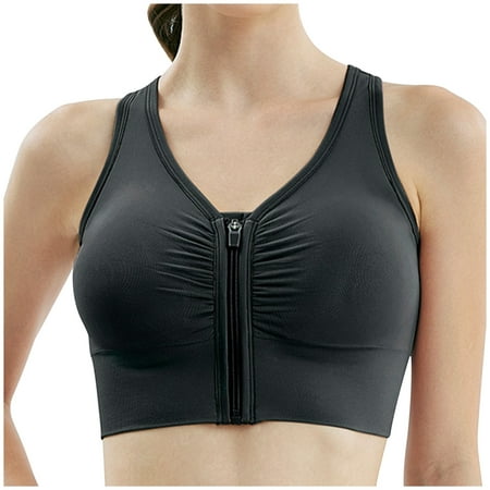 GATXVG Sports Bras for Women High Support Large Bust,Front Zipper Wirefree Sports Bra Yoga Sports Bra with Removable Cups for Workout Fitness Low Impact