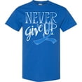 thumbnail image 3 of Inktastic Never Give Up Colon Cancer Survivor with Blue Ribbon T-Shirt, 3 of 5