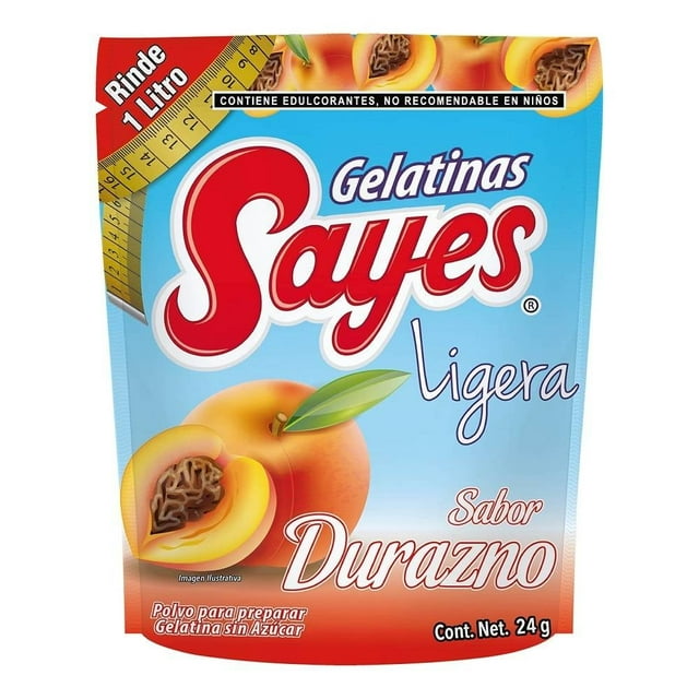 Polvo para preparar gelatina Sayes de agua sabor durazno 24 g
