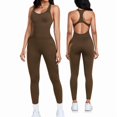 thumbnail image 7 of AEXTO Women's Square Neck Sports Jumpsuit with Removable Bra Pad, Womens Solid Sleeveless Sport Jumpsuit, Ladies Sportswear Clothing, Tummy Control, Jumpsuits for Women, Workout Gym Clothing, 7 of 7
