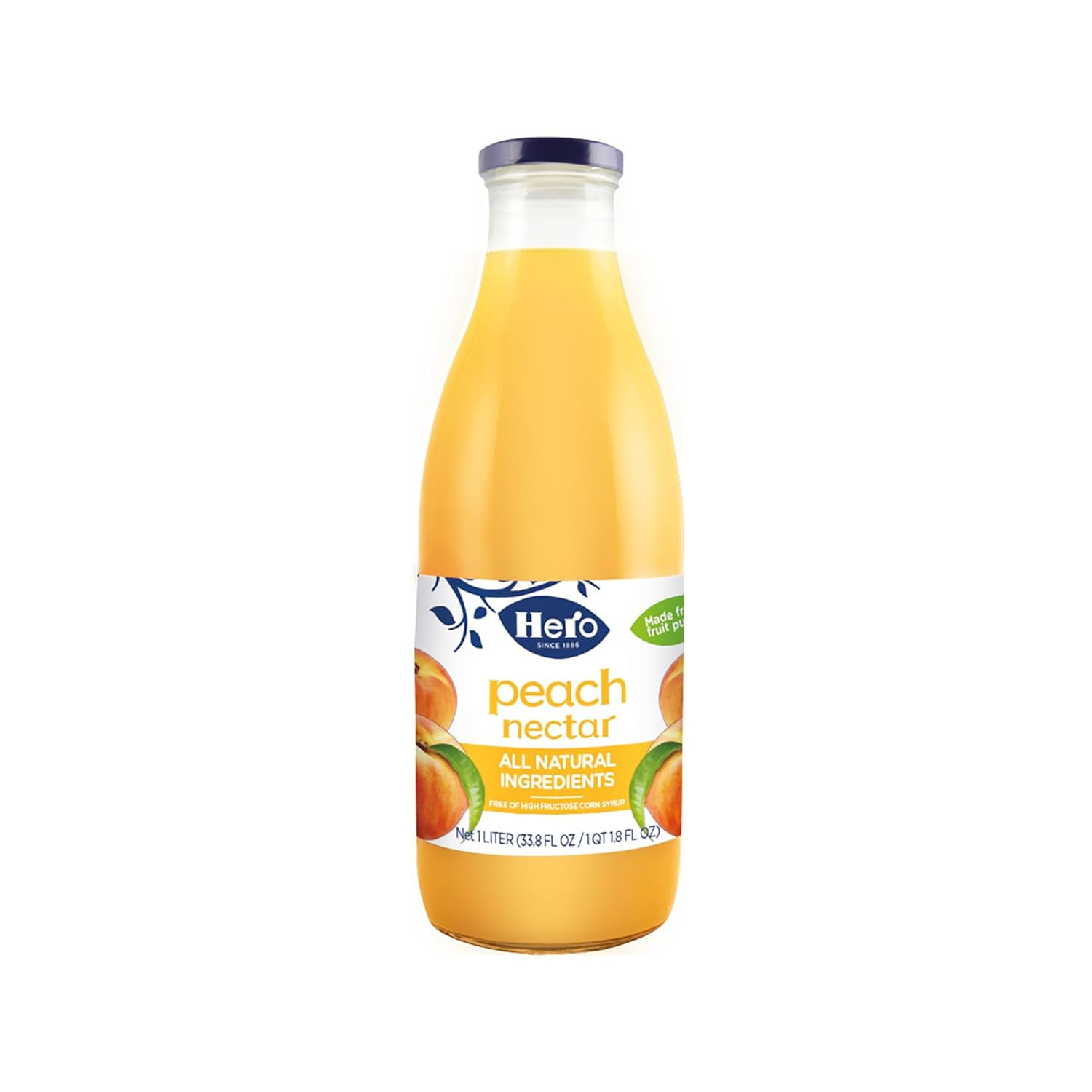 (Pack of 6) Hero Nectar Peach Juice, 33.8 fl oz