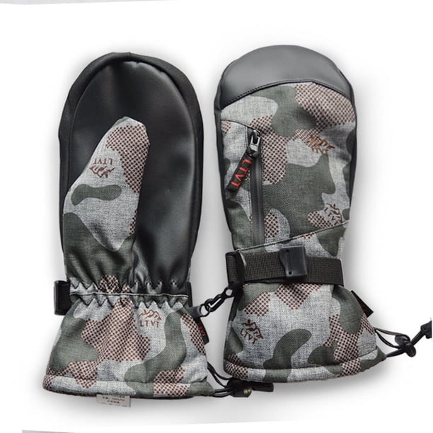 Guantes de esquí para hombres y mujeres, deportes de invierno al aire libre, a prueba de viento, impermeables, cálidos, individuales y dobles, bolsa para dedos y manos congestionadas