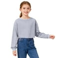thumbnail image 5 of HAOTAGS Cropped Sweatshirts for Girls(3-15), Casual Long Sleeve Sport Pullover Tops Gray 5 Years, 5 of 10