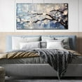 thumbnail image 3 of HFDF Modern Canvas Wall Art Blue Gold Leaf Abstract Painting Prints Minimalism White and Light Blue Tranquility Poster for Living Room Bedroom Office Decor 20x16inch Framed, 3 of 6