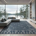 thumbnail image 2 of ODIKA 6'x9' Slate Blue Floral Charcoal Washable Area Rug Botanical Motif With Intricate Geometric Border Design Non-Slip, Easy Care, for Family Room, Living Mater Bedroom, 2 of 7