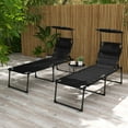 thumbnail image 2 of Outsunny 2-Piece Folding Chaise Lounge, Reclining Tanning Chairs, Black, 2 of 10