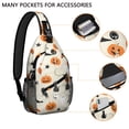 thumbnail image 2 of Sling Backpack,Beige Halloween Pumpkins Ghosts and Bats Sling Bag with Water Bottle Holder,Waterproof Sling Bag for Men/Women with Headphone Jack for Hiking,Travel, 2 of 6