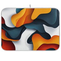 Yayeee Dish Drying Mat for Kitchen Counter 18"x24" Microfiber Absorbent Pad, Abstract Wavy