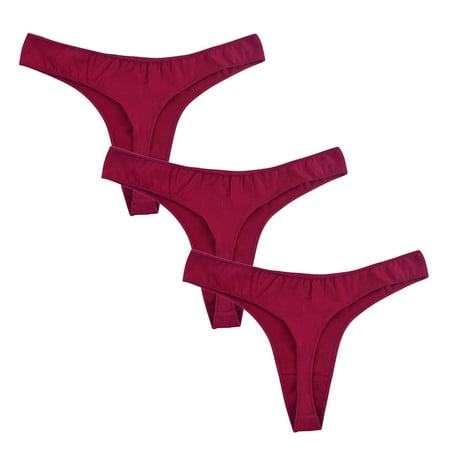 ATOYSOY Women s Hip Lifting Cotton Panties  3 Pack Solid Panty High Cut Comfy Clearance Stretchy Multipack Low Waist Underpants Shapewear Control Briefs Seamless for Ladies Red M