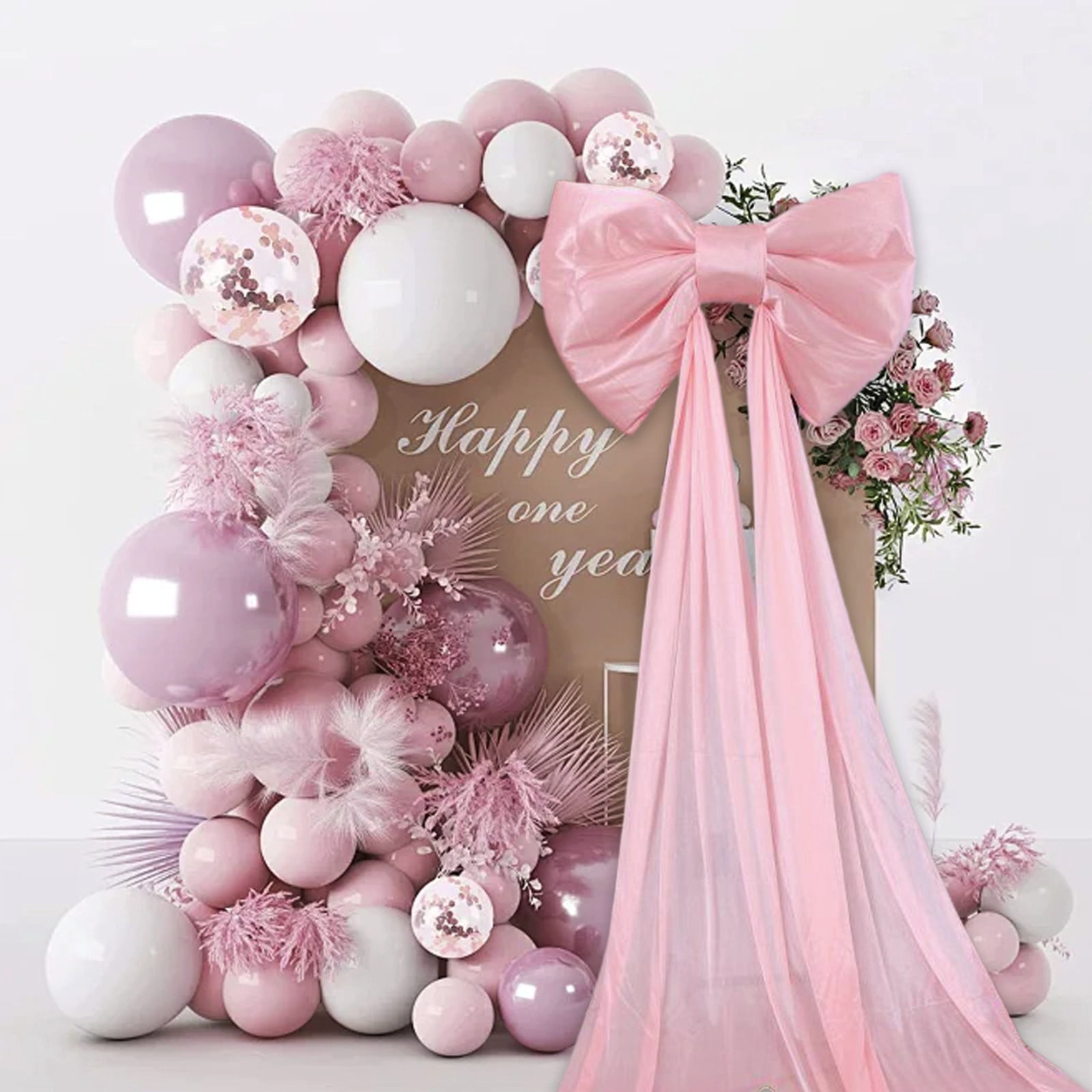 YiJuHui 5pcs Giant Bow Decoration, Big Satin Ribbon Bow for Wedding Birthday Party Backdrop Wall Christmas Tree Decor A(50x38cm)