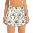 thumbnail image 2 of Honeii palm trees print a double-layered women's running short, ideal for gym, tennis, and various activities, complete with a practical pocket-Large, 2 of 7