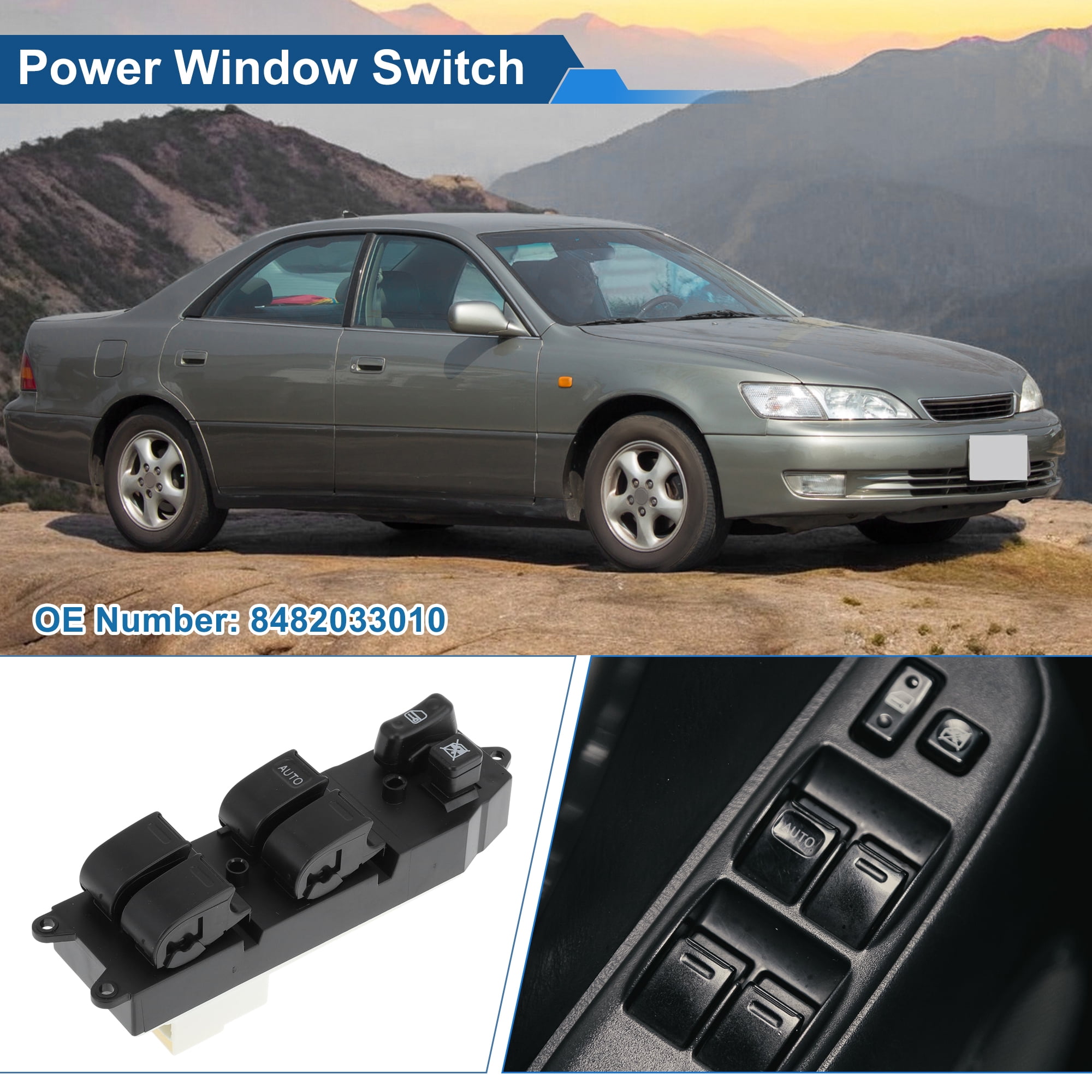 Unique Bargains Power Window Switch for Lexus ES300 1991-1996 No.8482033010 Black