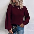thumbnail image 1 of REDHOTYPE Pull-Over Long Ample Tricoté à Col Rond Manches Longues pour Femmes Hiver Chaud, 1 of 2