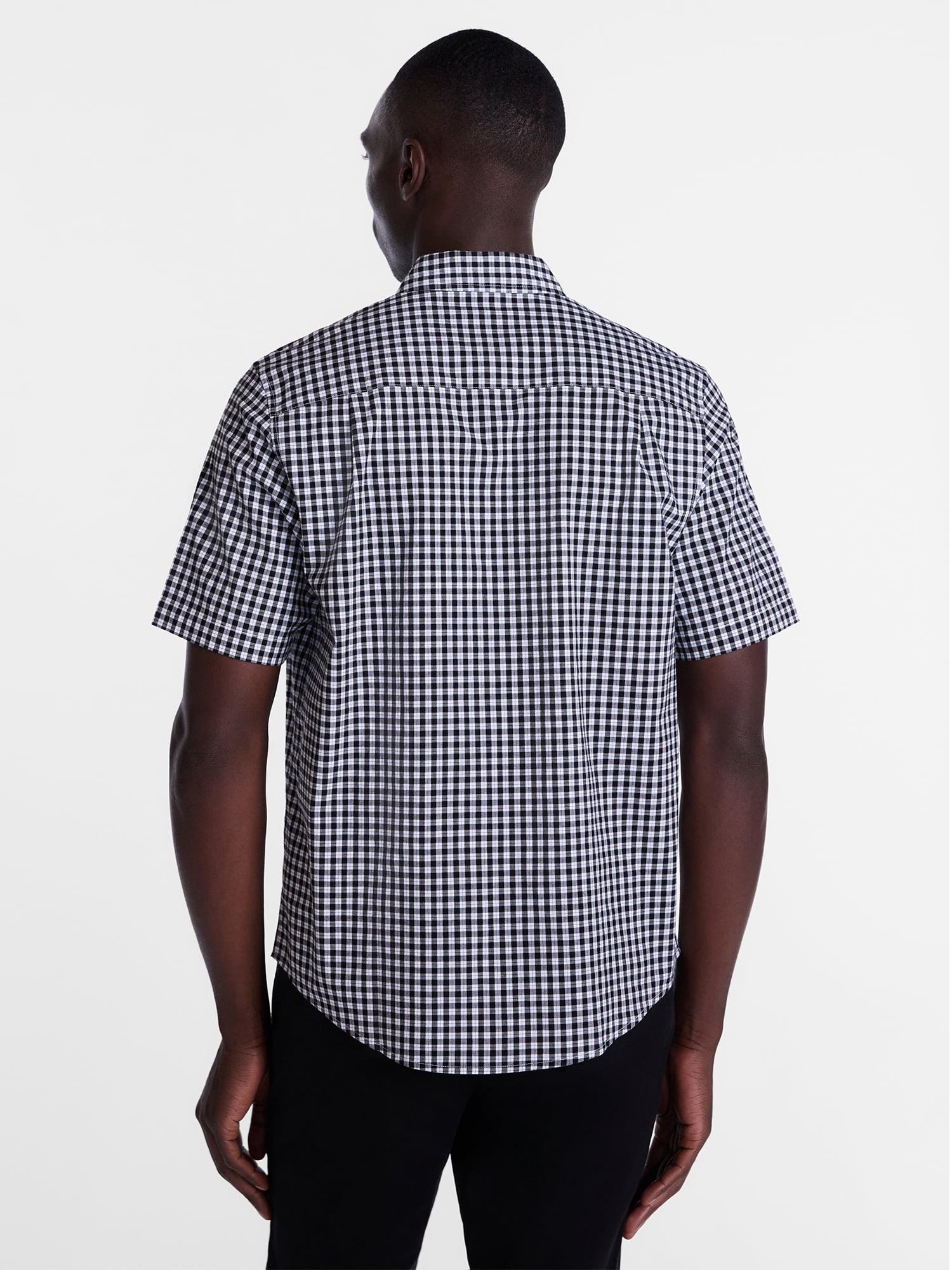 George Men's and Big Men's Modern Fit Poplin Button Up Shirt with Short Sleeves, Sizes XS-3XL
