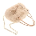 thumbnail image 2 of Bolso de mano de piel sintética de gran capacidad para mujer con cadena de perlas, bolso de hombro de felpa, elegante bolso de noche beige, 2 of 8